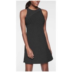ATHLETA Santorini Round Striped Sleeveless Black White Mini Dress